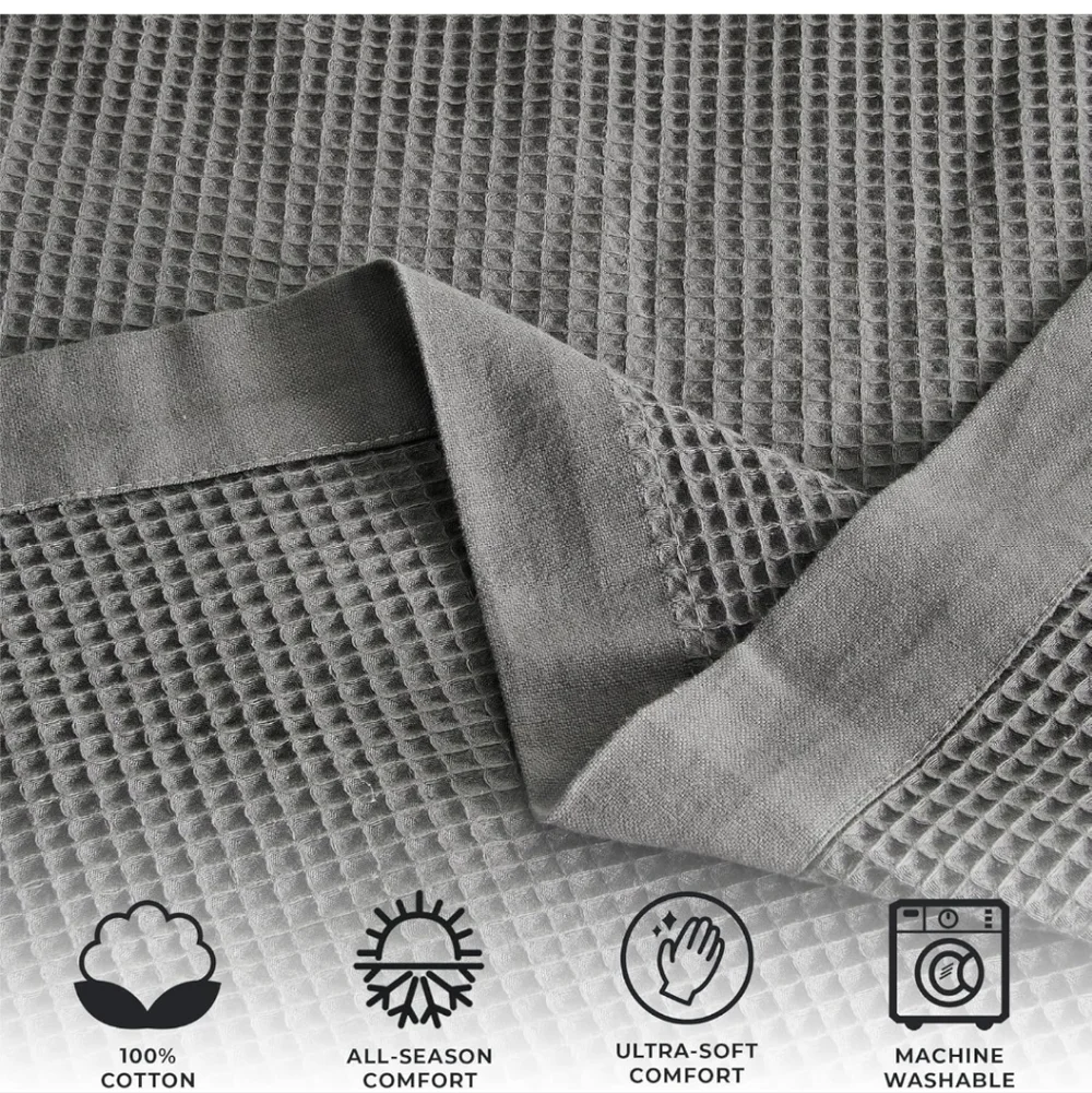 Great Bay Home 100% Cotton Blanket for King Size Bed | Lightweight Breathable